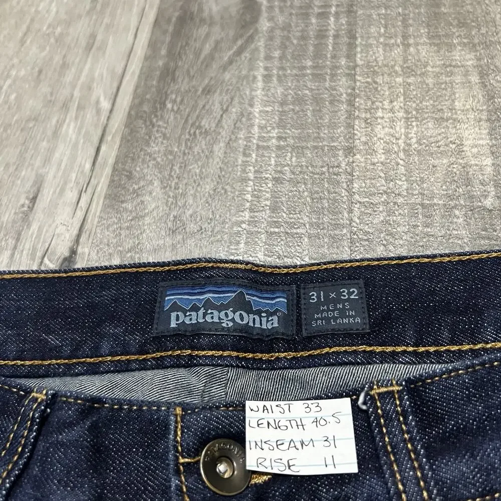 Patagonia Iron Clad Jeans Mens 31x32 Dark Wash Blue Straight Leg Denim